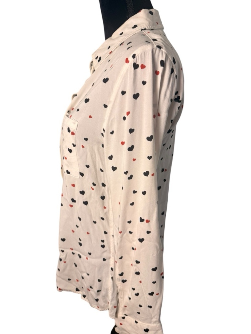 Rails | Rosci White Heart-Print Button-Down Blouse| Sz S - Picture 3 of 9